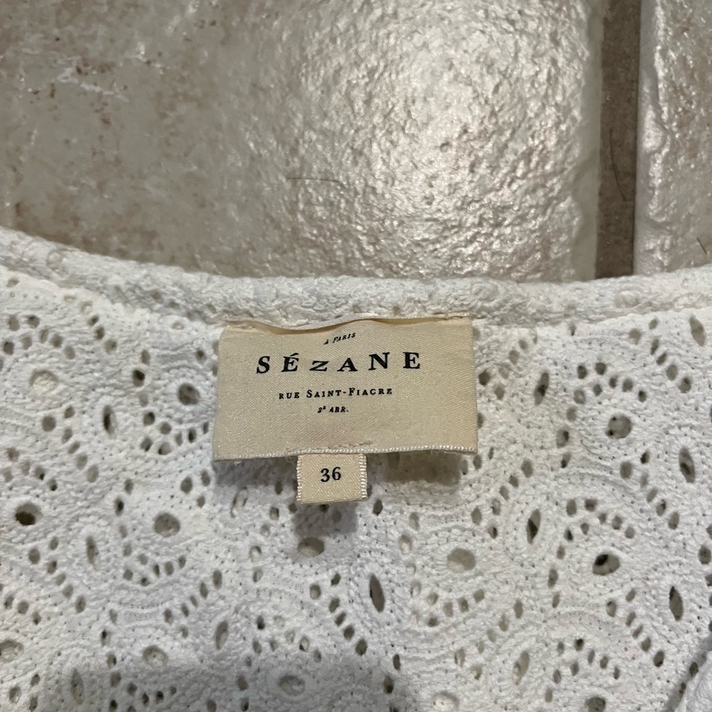 Sezane Olympe Cotton Eyelet Top FR36 US4 - Picture 5 of 10